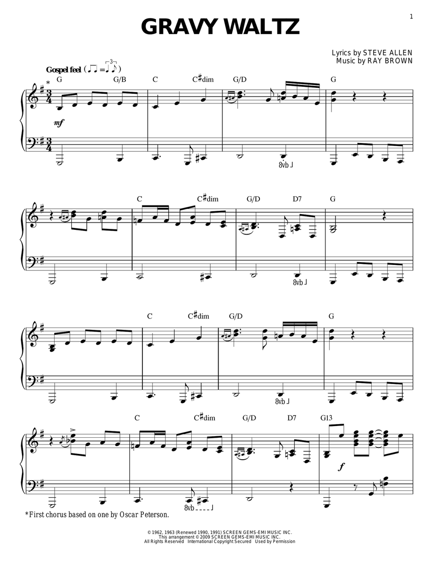 Gravy Waltz (arr. Brent Edstrom) Piano Solo scores gallery preview page 1