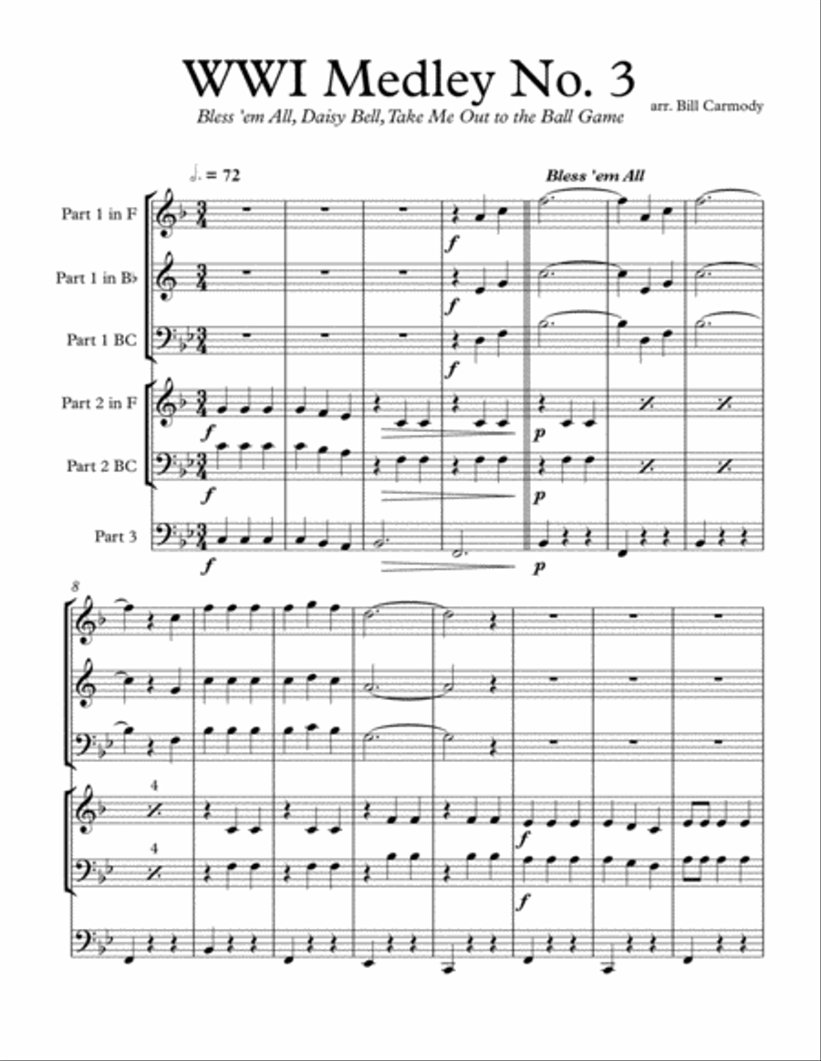 World War I Medley 3 Brass Ensemble scores gallery preview page 2