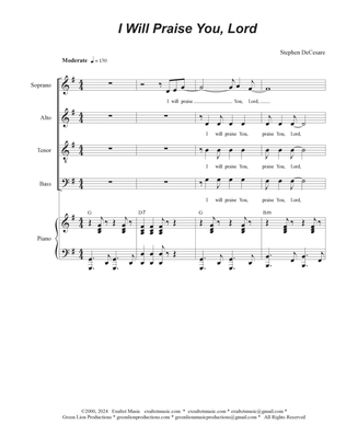 Book cover for I Will Praise You, Lord (Vocal Quartet - (SATB)