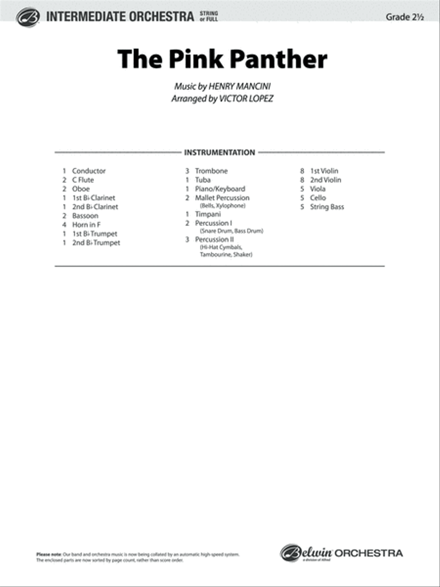 The Pink Panther: Score The Pink Panther: Score Full Orchestra scores gallery preview page 1