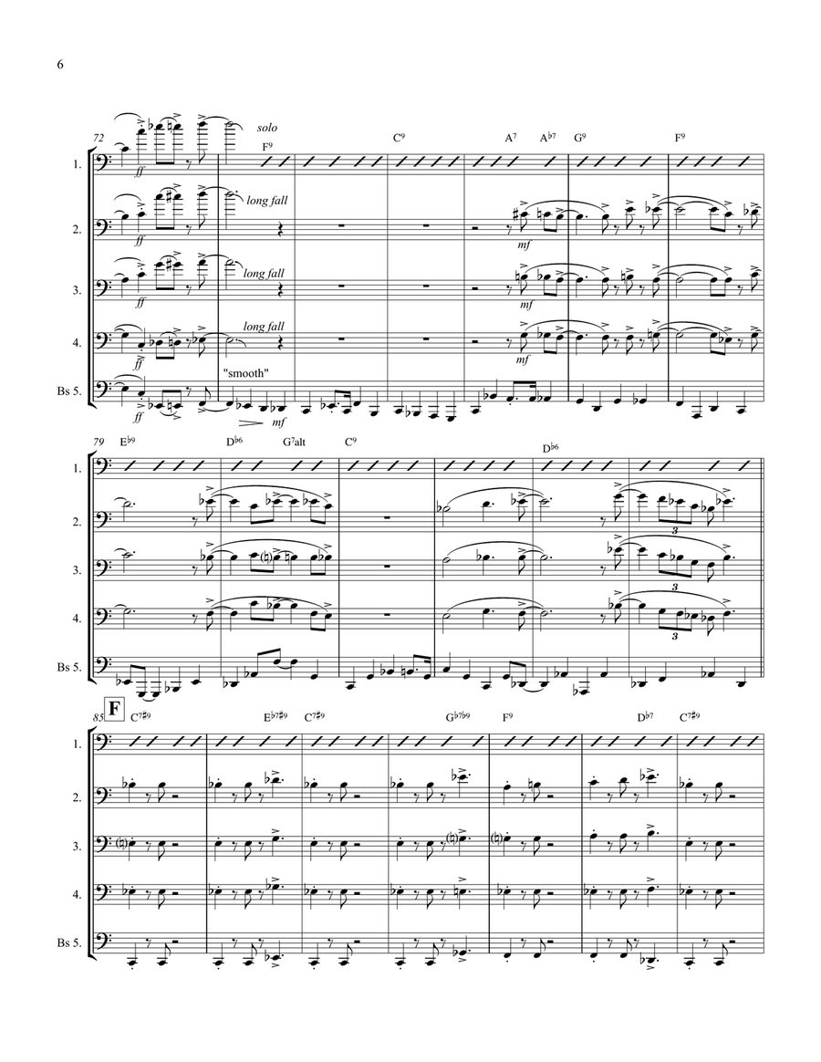 Xenomorphic Blues for 5 Trombones Quintet Brass Ensemble scores gallery preview page 6