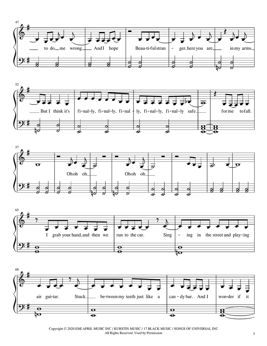 Beautiful Stranger Beautiful Stranger Piano Solo scores gallery preview page 3