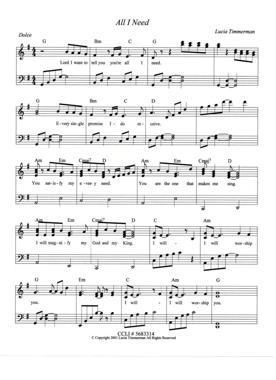 All I Need All I Need Piano Solo scores gallery preview page 1