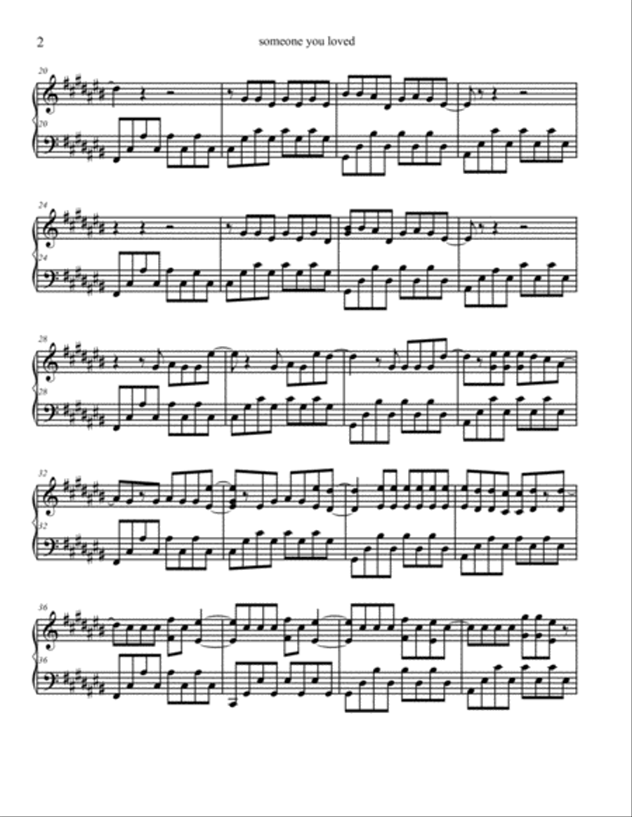 Someone You Loved Someone You Loved Piano Solo scores gallery preview page 2