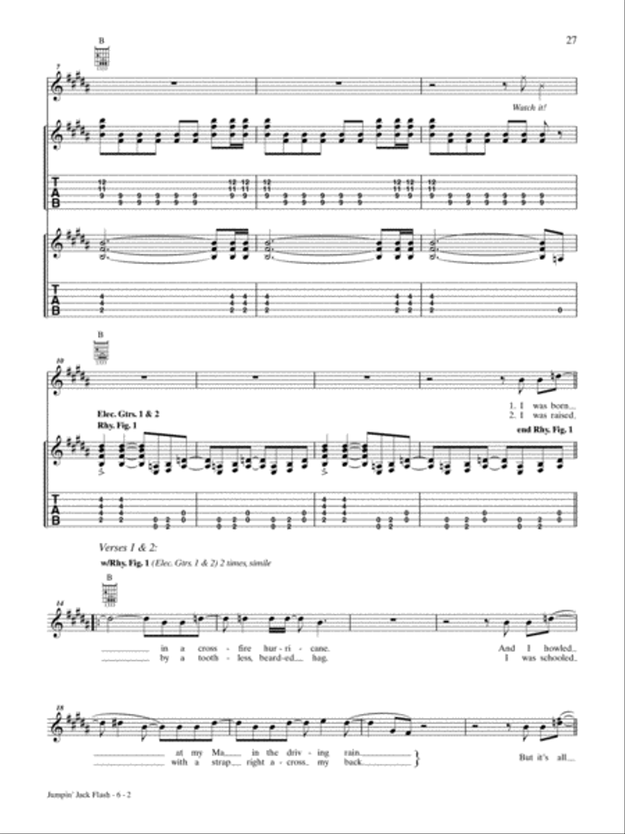 Jumpin' Jack Flash Guitar Tablature scores gallery preview page 2