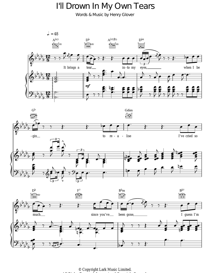 I'll Drown In My Own Tears Acoustic Guitar scores gallery preview page 1