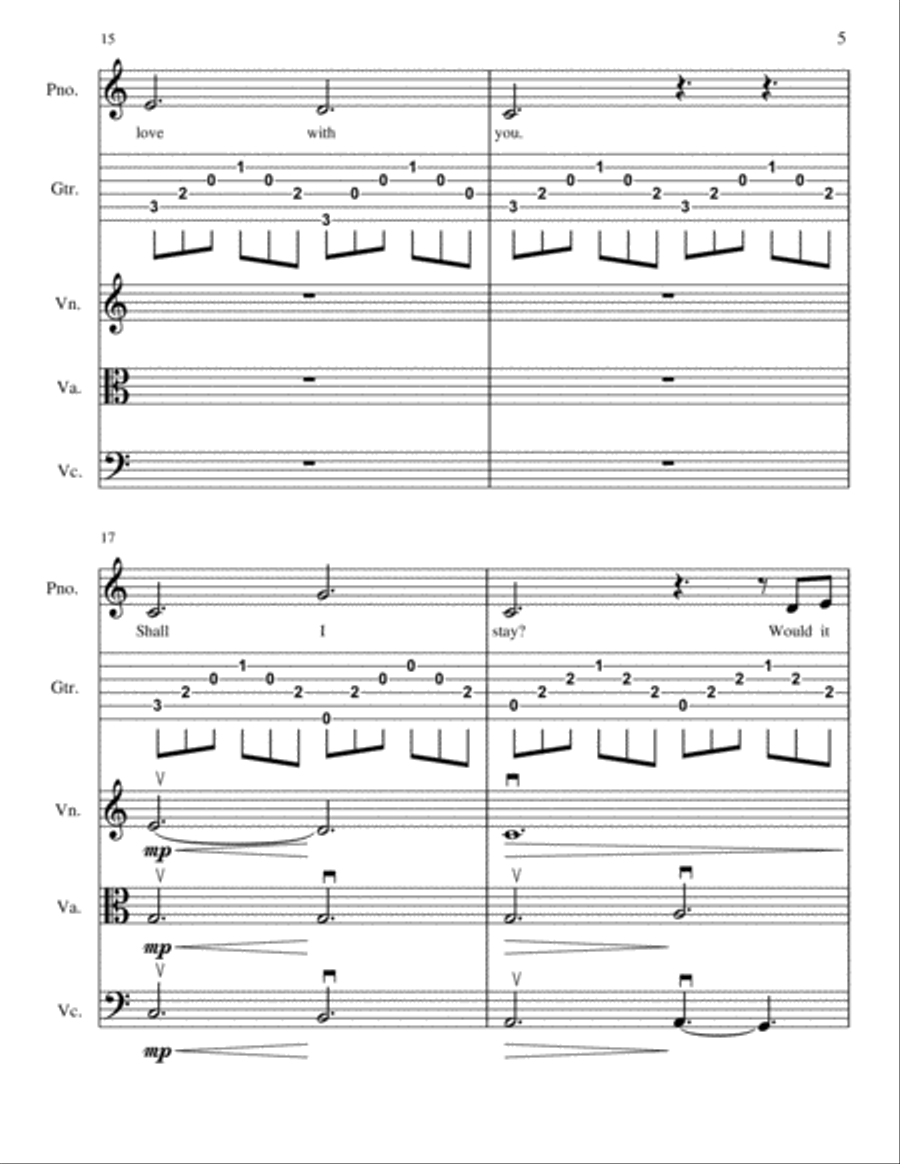 Can't Help Falling In Love Set of Parts scores gallery preview page 5