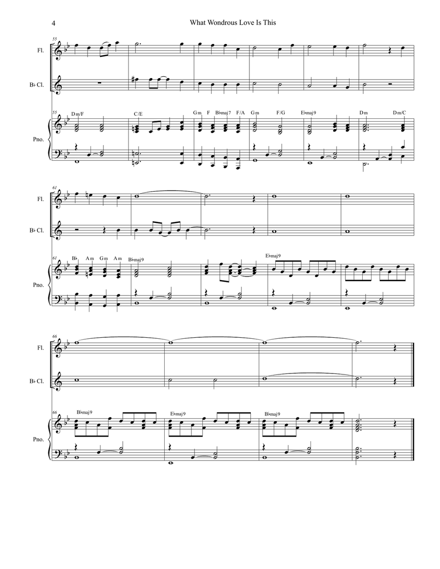What Wondrous Love Is This (Duet for Flute and Bb-Clarinet) Woodwind Duet scores gallery preview page 4