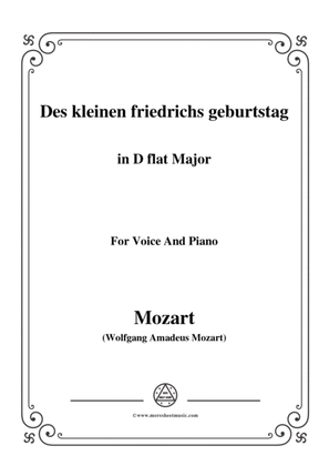 Book cover for Mozart-Des kleinen friedrichs geburtstag,in D flat Major,for Voice and Piano
