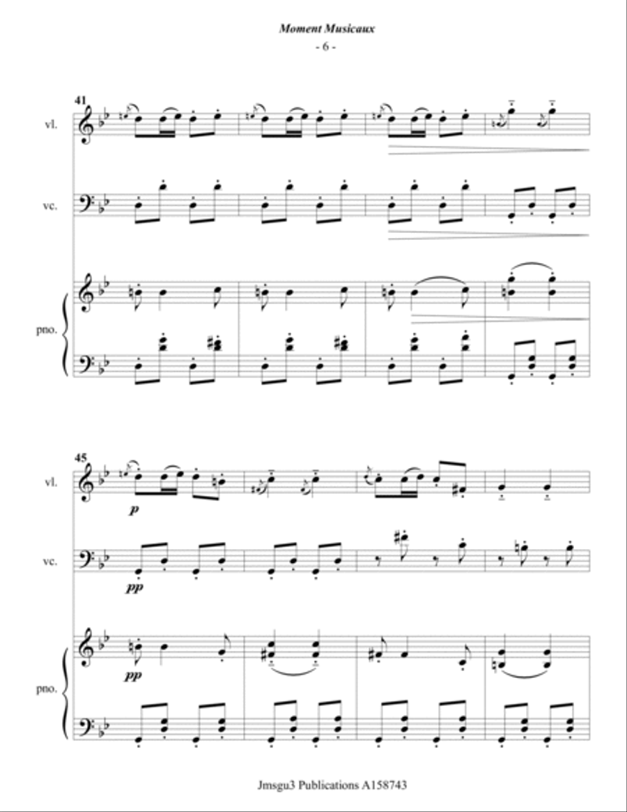 Schubert: Moment Musicaux for Piano Trio String Trio scores gallery preview page 6