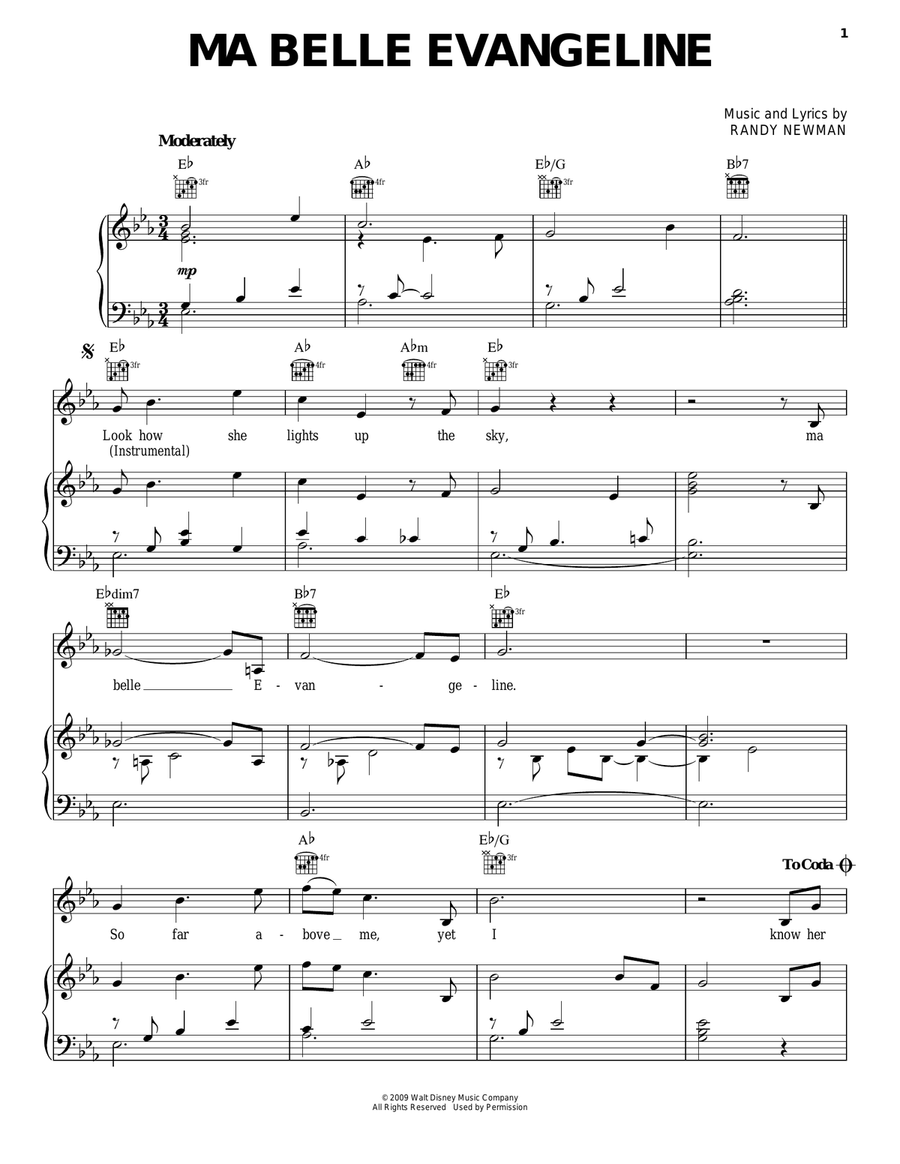 Ma Belle Evangeline Acoustic Guitar scores gallery preview page 1