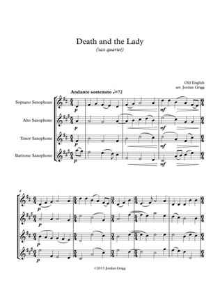 Book cover for Death and the Lady (sax quartet)