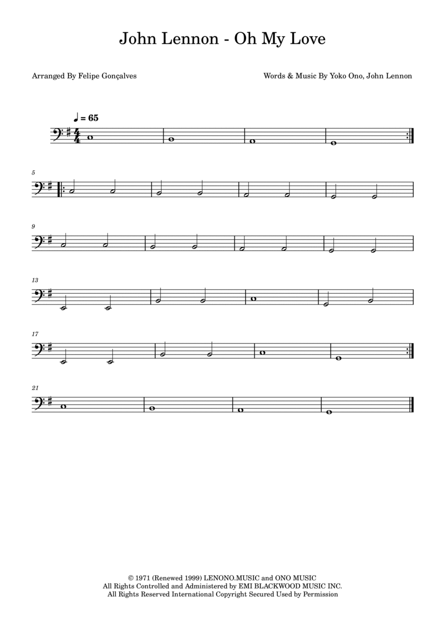 Oh My Love Double Bass scores gallery preview page 1
