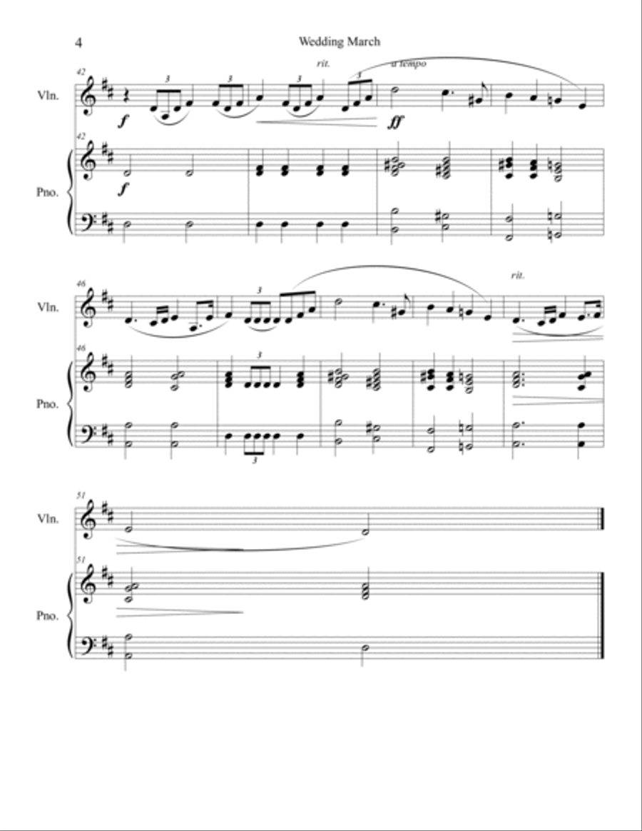 Wedding March (Violin Solo) with piano accompaniment Violin Solo scores gallery preview page 4