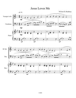 Jesus Loves Me (trumpet and trombone duet) with optional piano accompaniment
