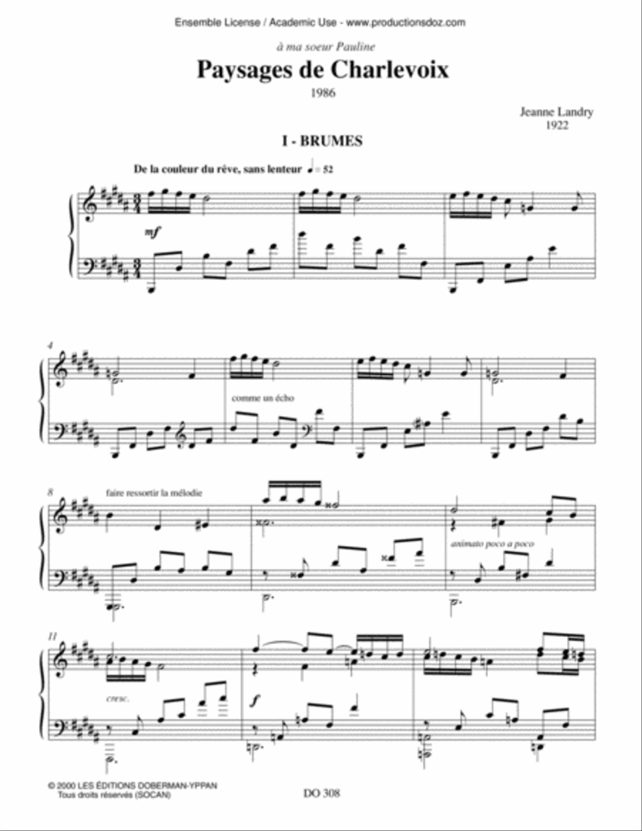 Paysages de Charlevoix Piano Solo scores gallery preview page 2