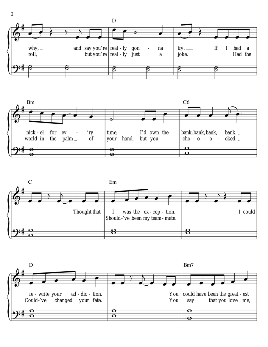 Circle The Drain Easy Piano scores gallery preview page 2