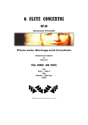Book cover for Vivaldi - Six Flute Concertos Op.10 for Flute, Strings and Cembalo - Scores and Parts