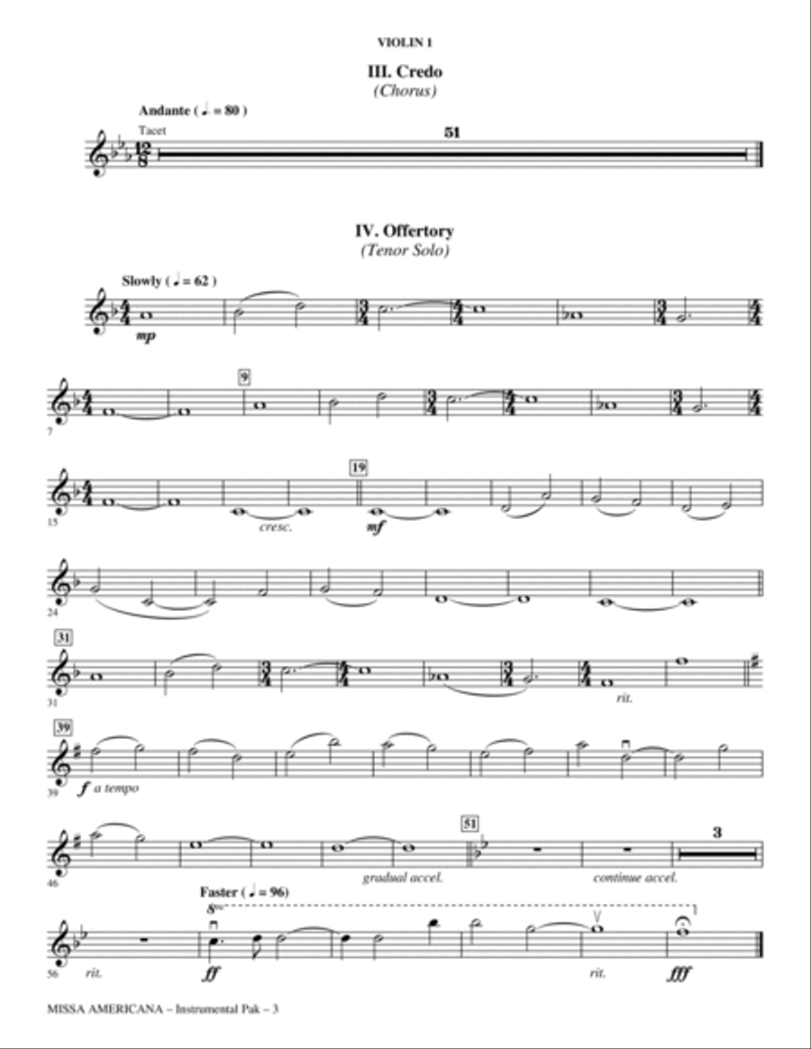Missa Americana - Violin 1 Choir scores gallery preview page 3