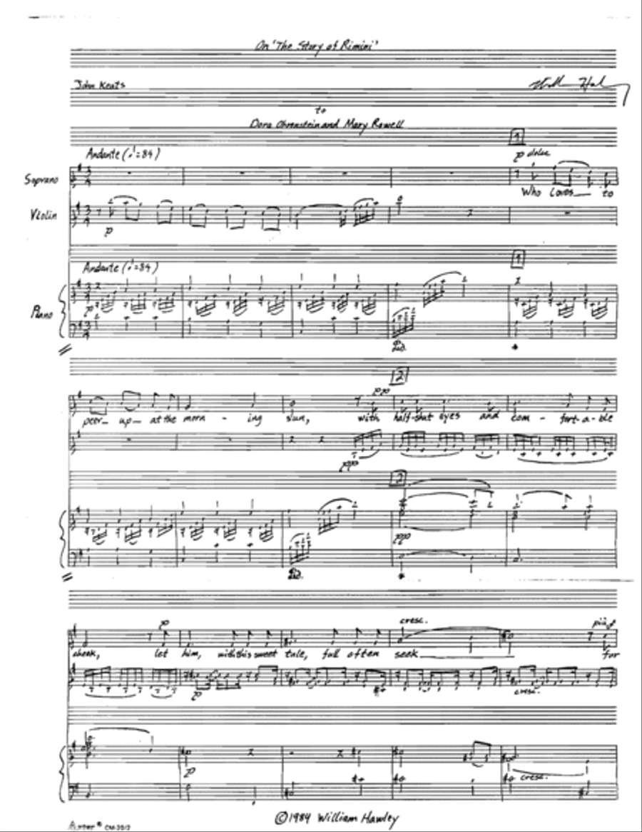 Three Songs (1984) (Composer's Autograph Manuscript) Voice scores gallery preview page 2