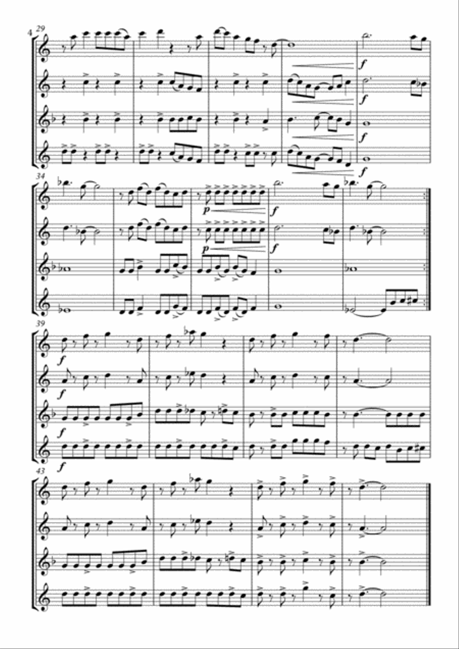 Smoke On The Water Woodwind Quartet scores gallery preview page 4