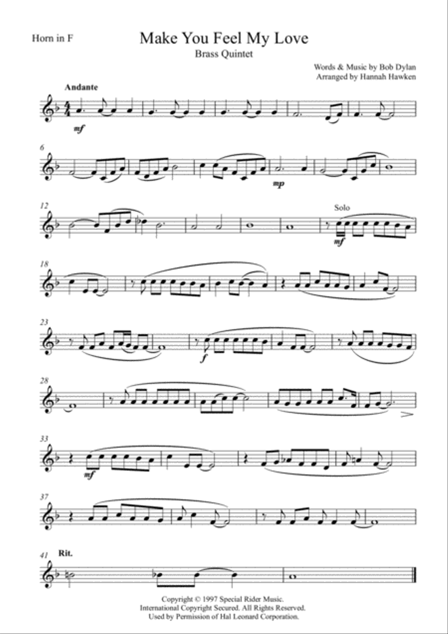 Make You Feel My Love Brass Ensemble scores gallery preview page 6