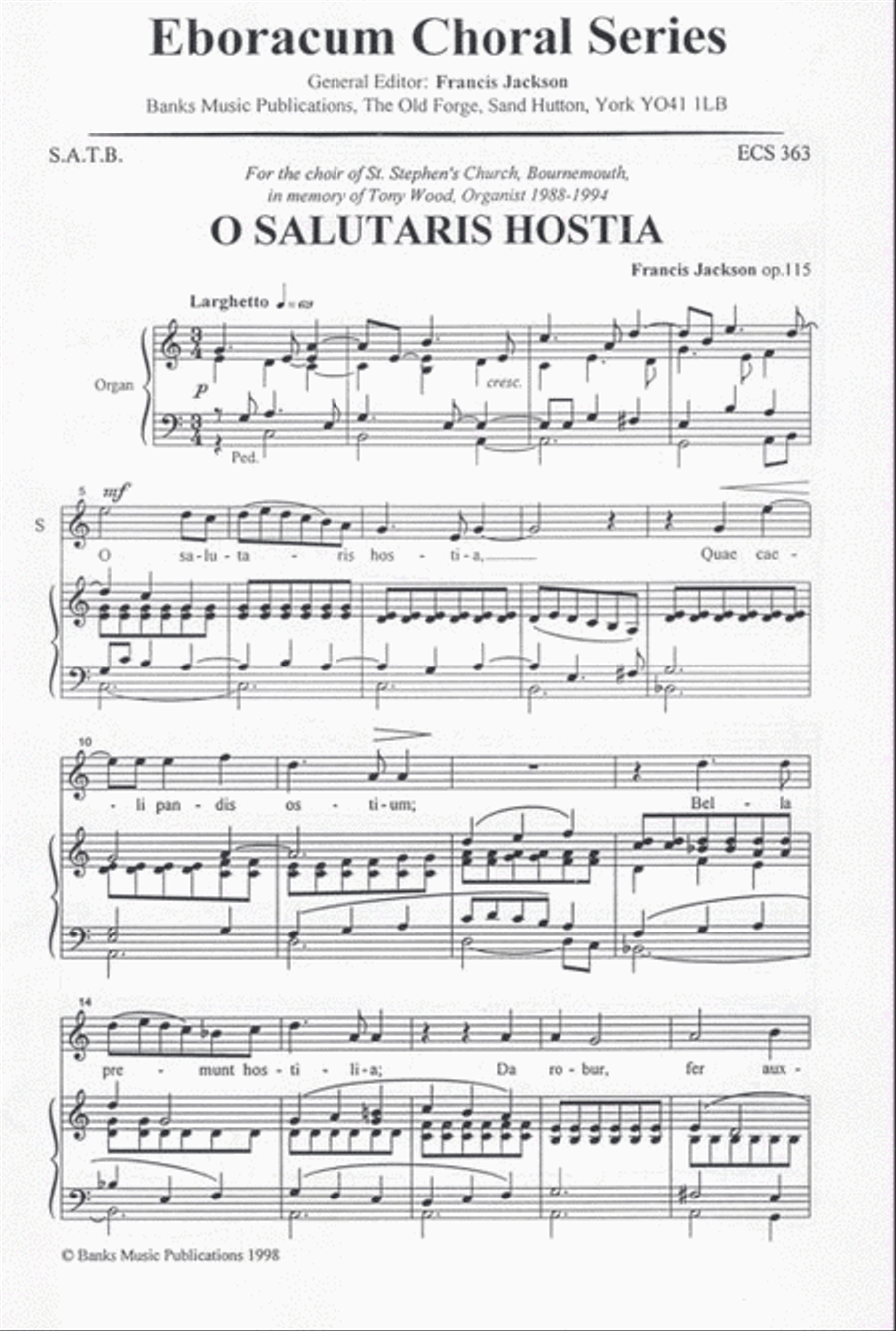 O Salutaris Hostia 4-Part scores gallery preview page 1