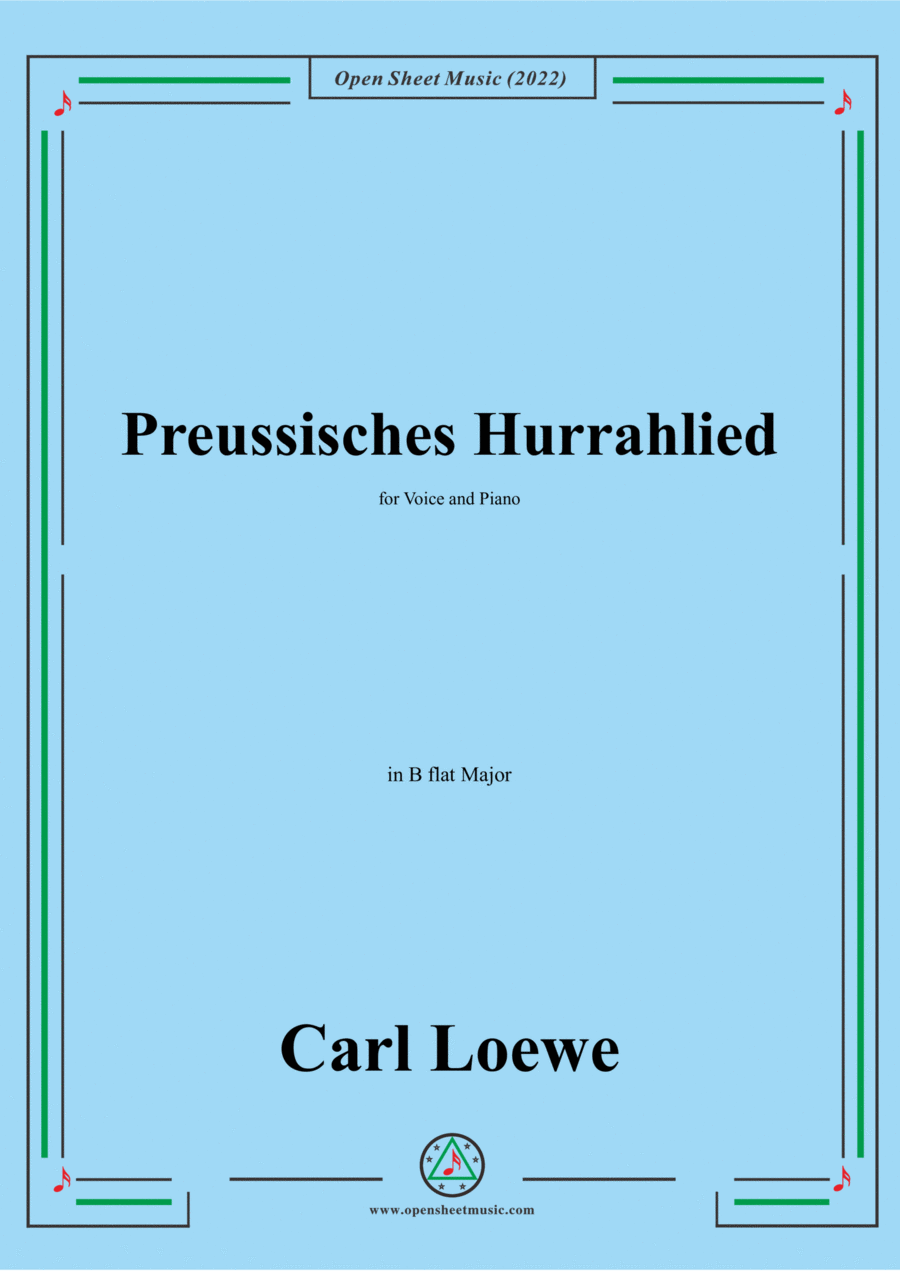 Loewe-Preussisches Hurrahlied,in B flat Major,for Voice and Piano Voice Solo scores gallery preview page 1