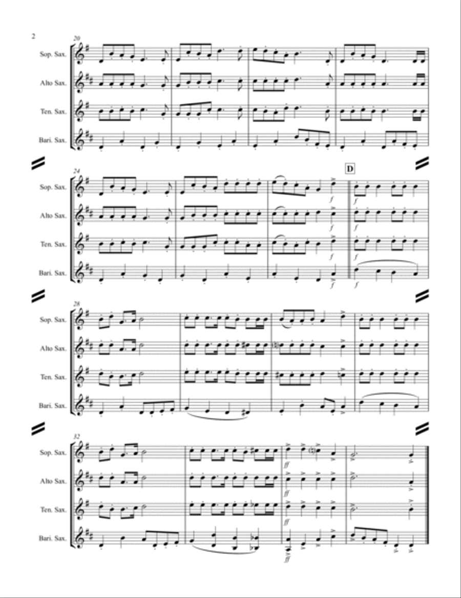 20 Traditional Christmas Carols Volume II (for Saxophone Quartet SATB or AATB) Saxophone Quartet scores gallery preview page 3