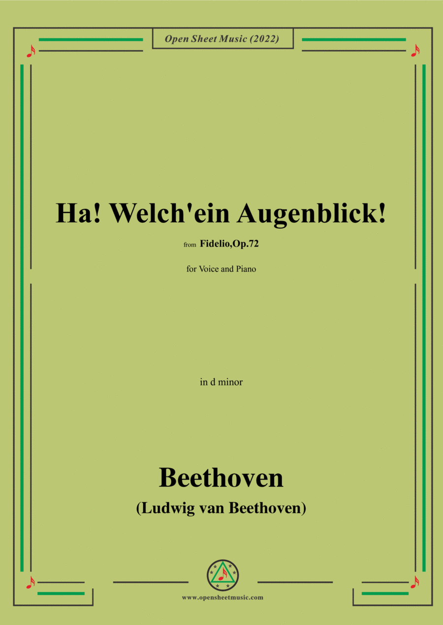 Beethoven-Ha!Welch'ein Augenblick!,from 'Fidelio,Op.72',for Voice and Piano Voice Solo scores gallery preview page 1