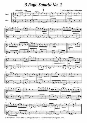 Three Page Sonata No. 1 (for 2 Saxophones)