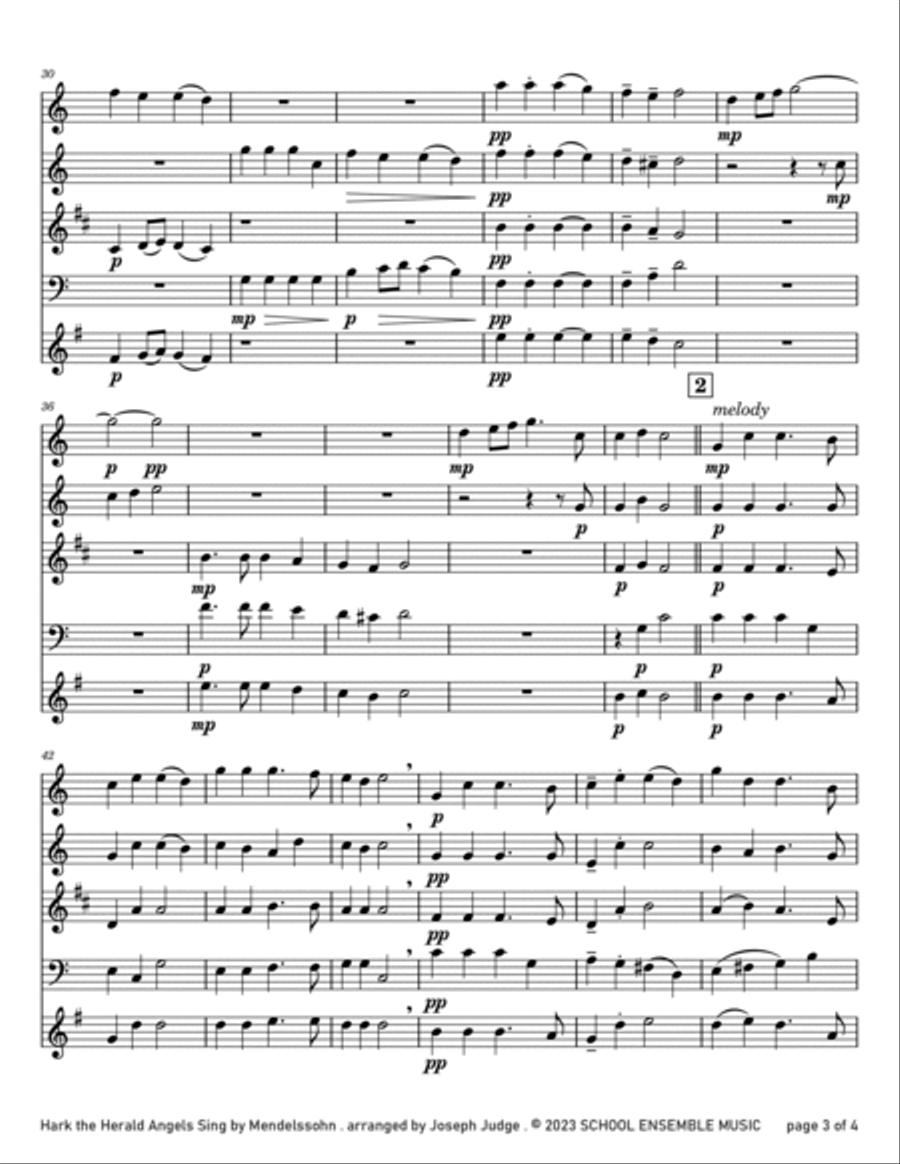 Hark The Herald Angels Sing for Woodwind Quartet in Schools Woodwind Quartet scores gallery preview page 3