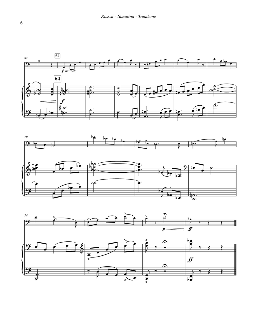 Sonatina for Trombone and Piano Piano scores gallery preview page 6