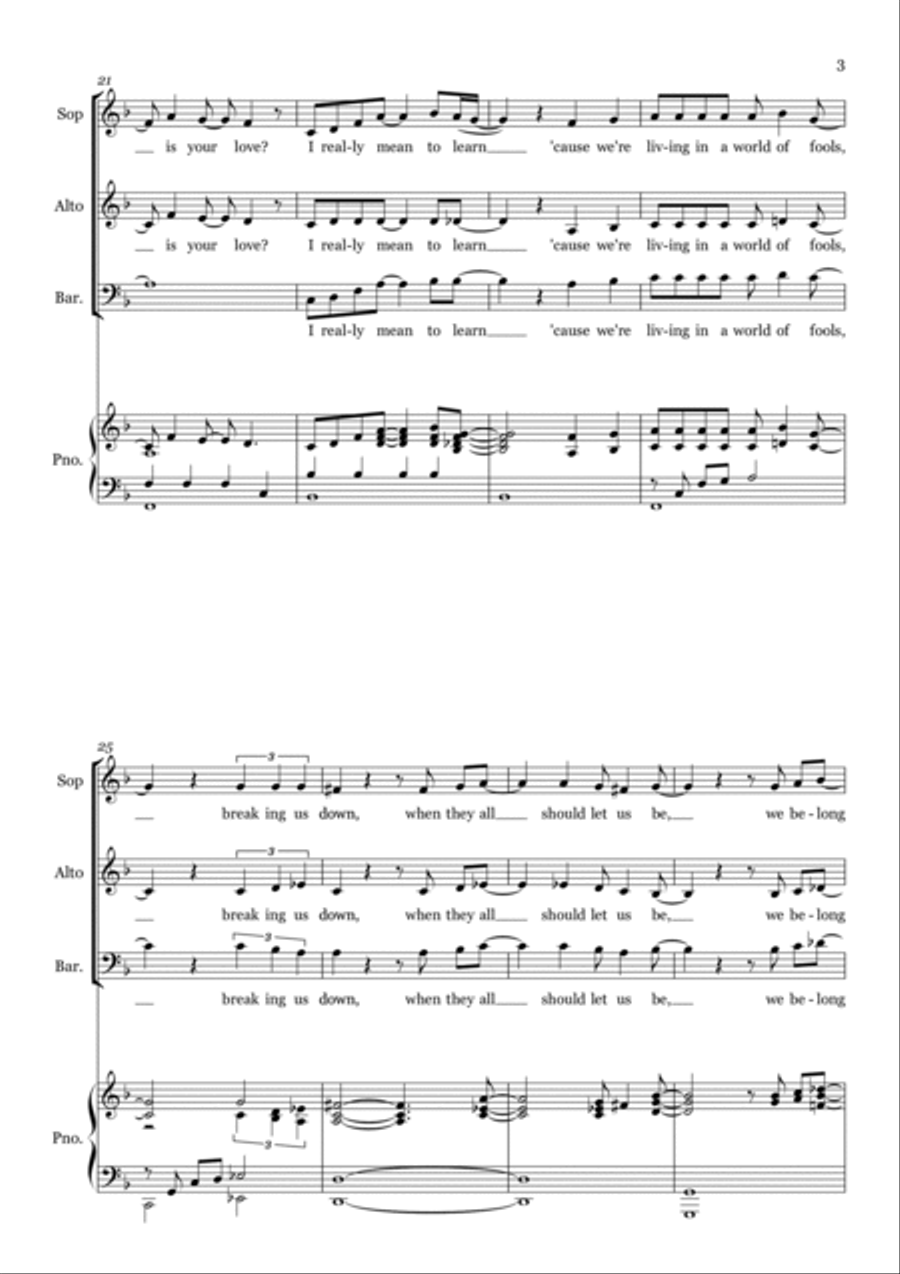 How Deep Is Your Love 3-Part scores gallery preview page 3