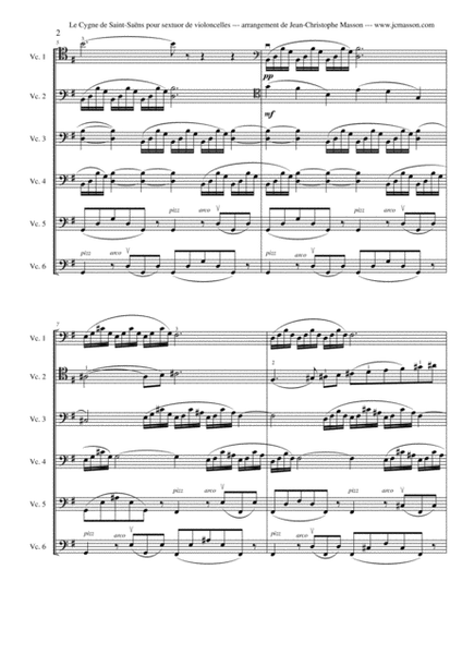 Le cygne de St Saëns for 6 celli Score and parts --- with easier version --- JCM 2013 image number null