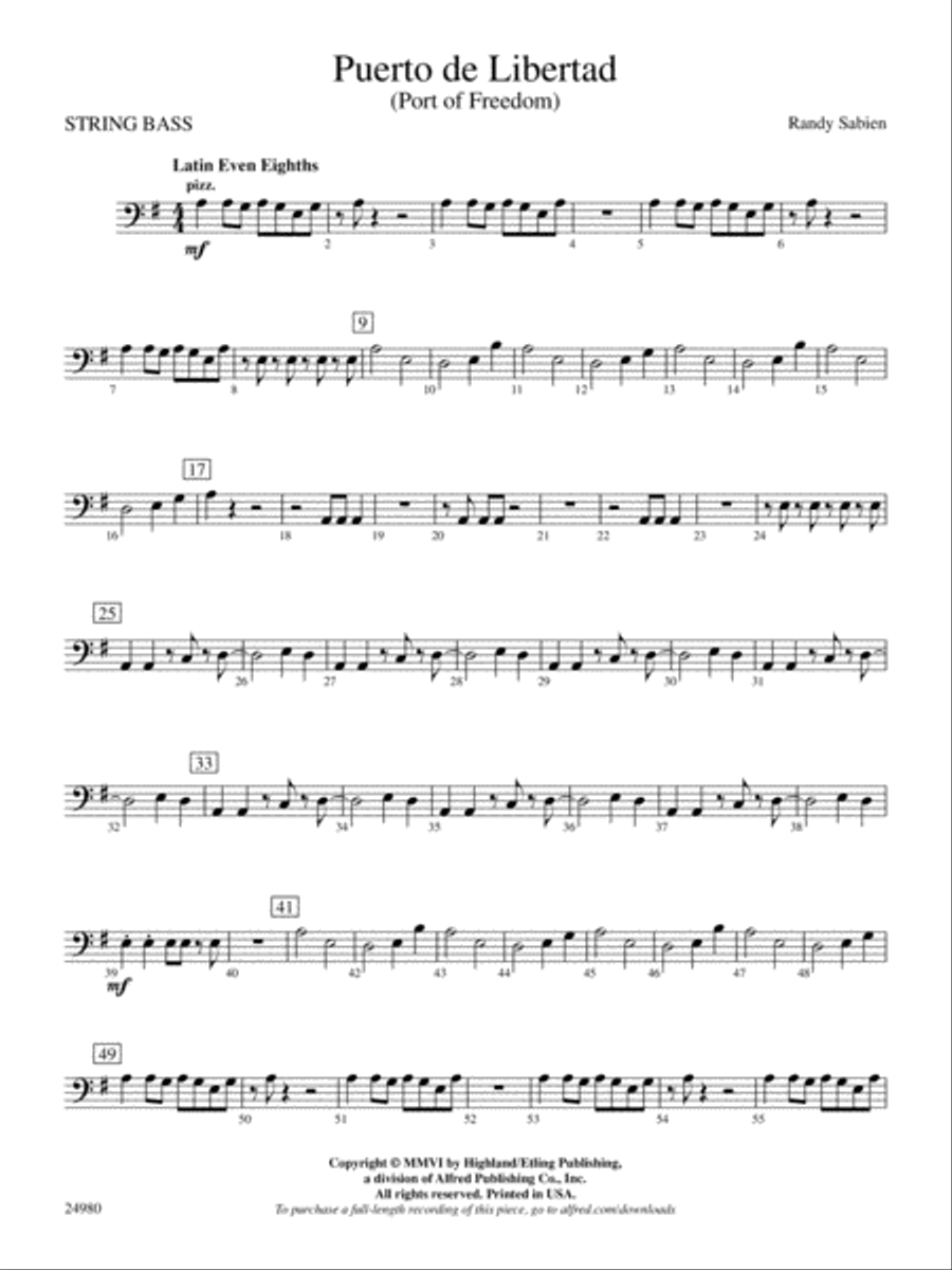 Puerto de Libertad (Port of Freedom): String Bass String Orchestra scores gallery preview page 1