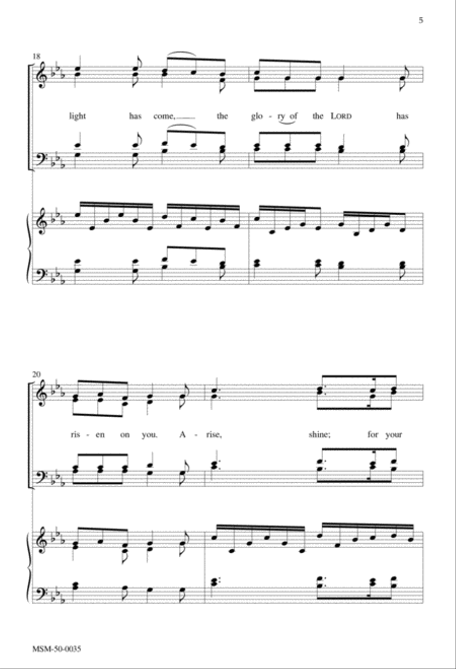 Arise, Shine, for Your Light Has Come 4-Part scores gallery preview page 4