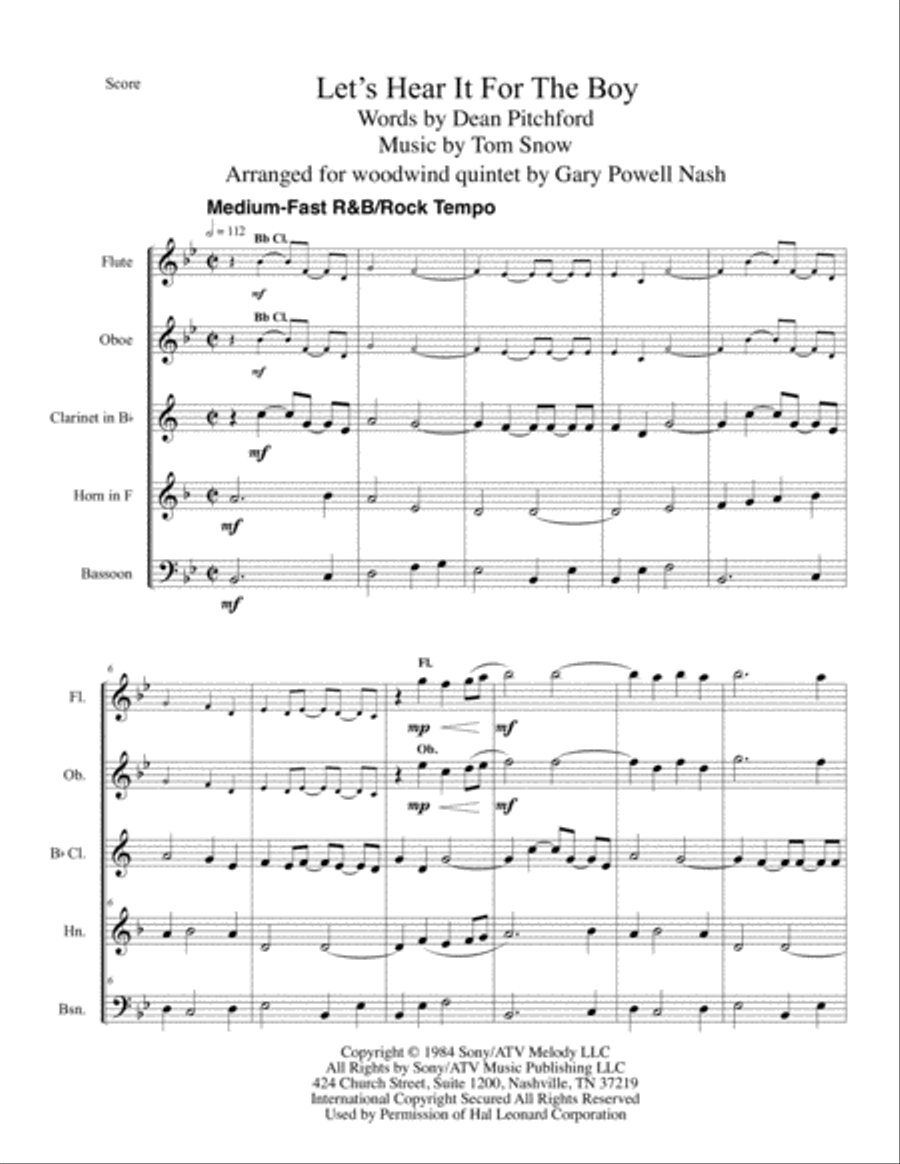 Let's Hear It For The Boy Woodwind Quintet scores gallery preview page 3