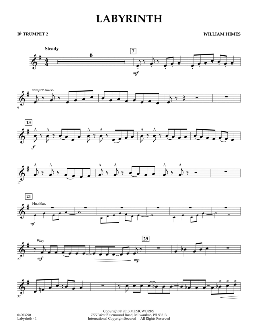 Labyrinth - Bb Trumpet 2 Concert Band scores gallery preview page 1