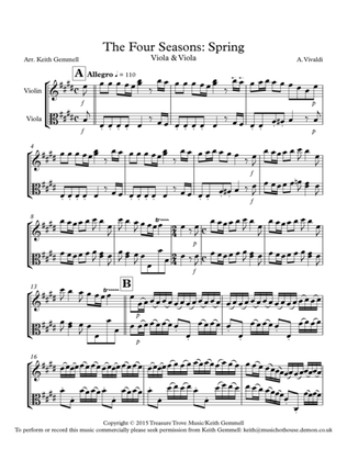 The Four Seasons (Spring) Violin & Viola Duet