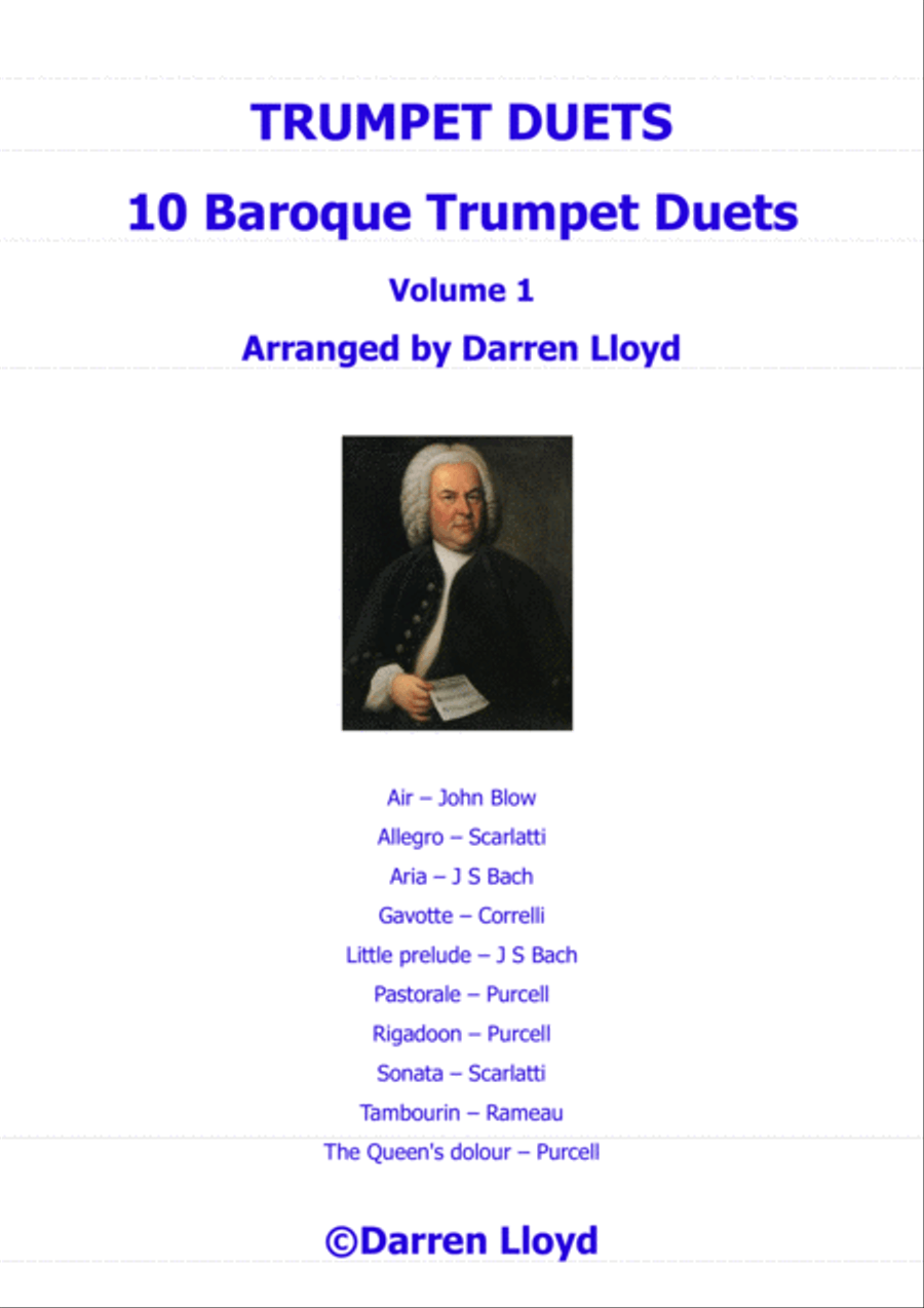 Trumpet duets - 10 Baroque Trumpet duets - Volume 1 Trumpet Duet scores gallery preview page 1
