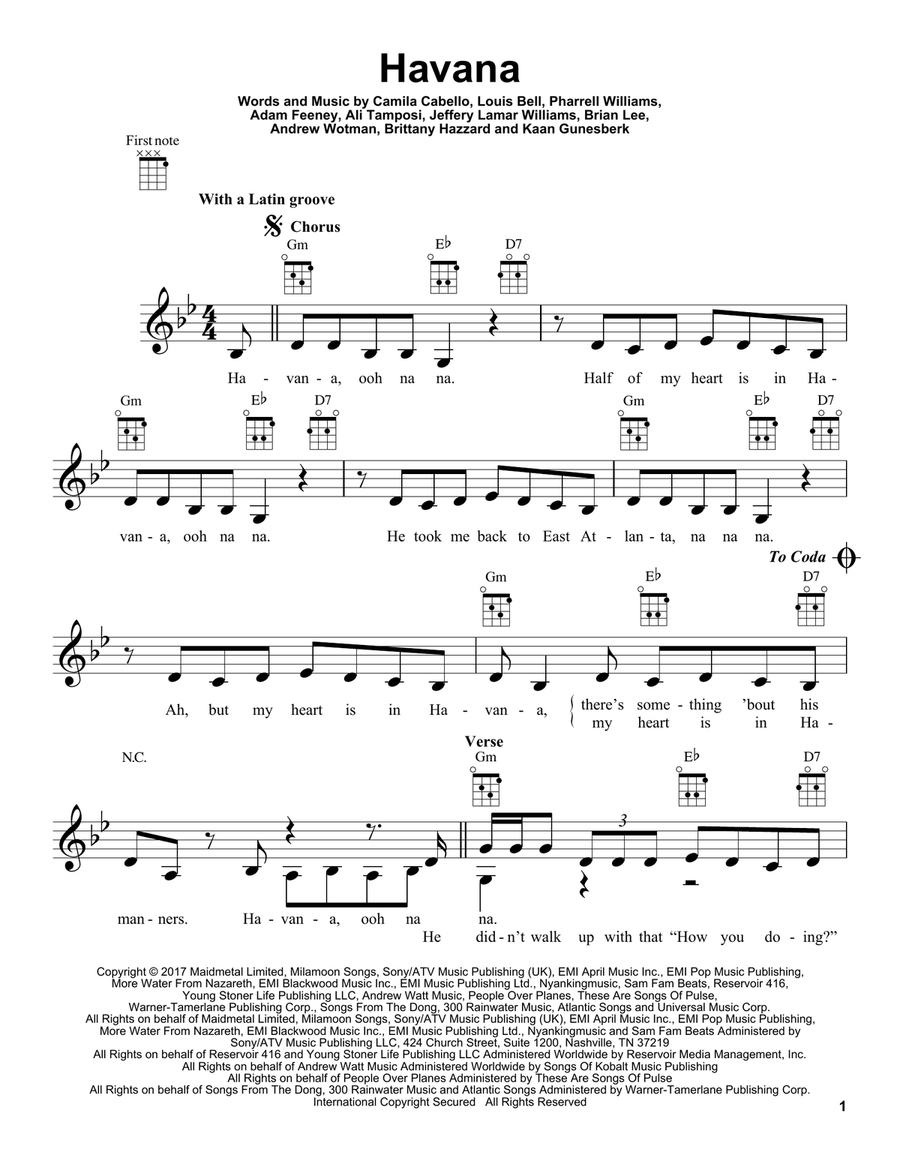 Havana Havana Ukulele scores gallery preview page 1