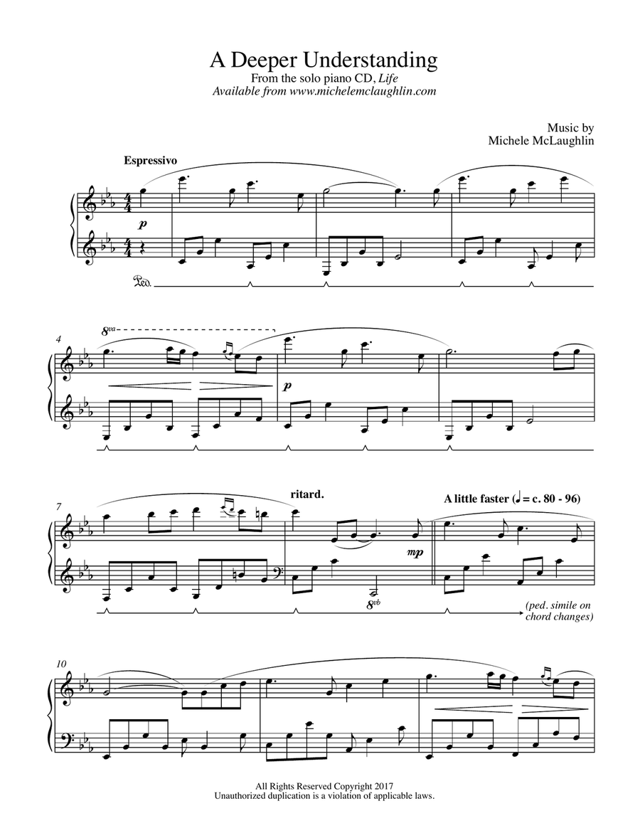 A Deeper Understanding Piano Solo scores gallery preview page 1