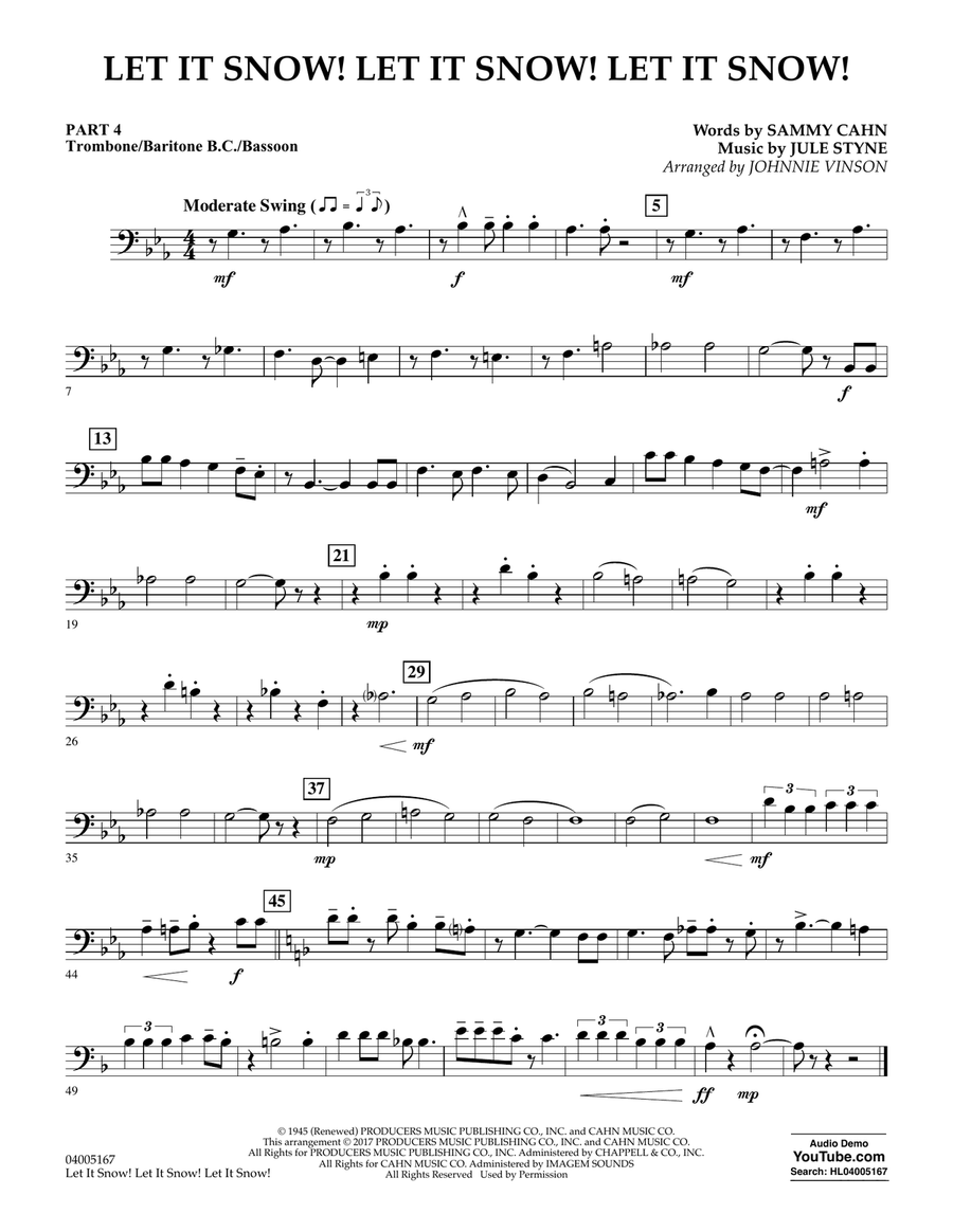 Let It Snow! Let It Snow! Let It Snow! - Pt.4 - Trombone/Bar. B.C./Bsn. Concert Band scores gallery preview page 1