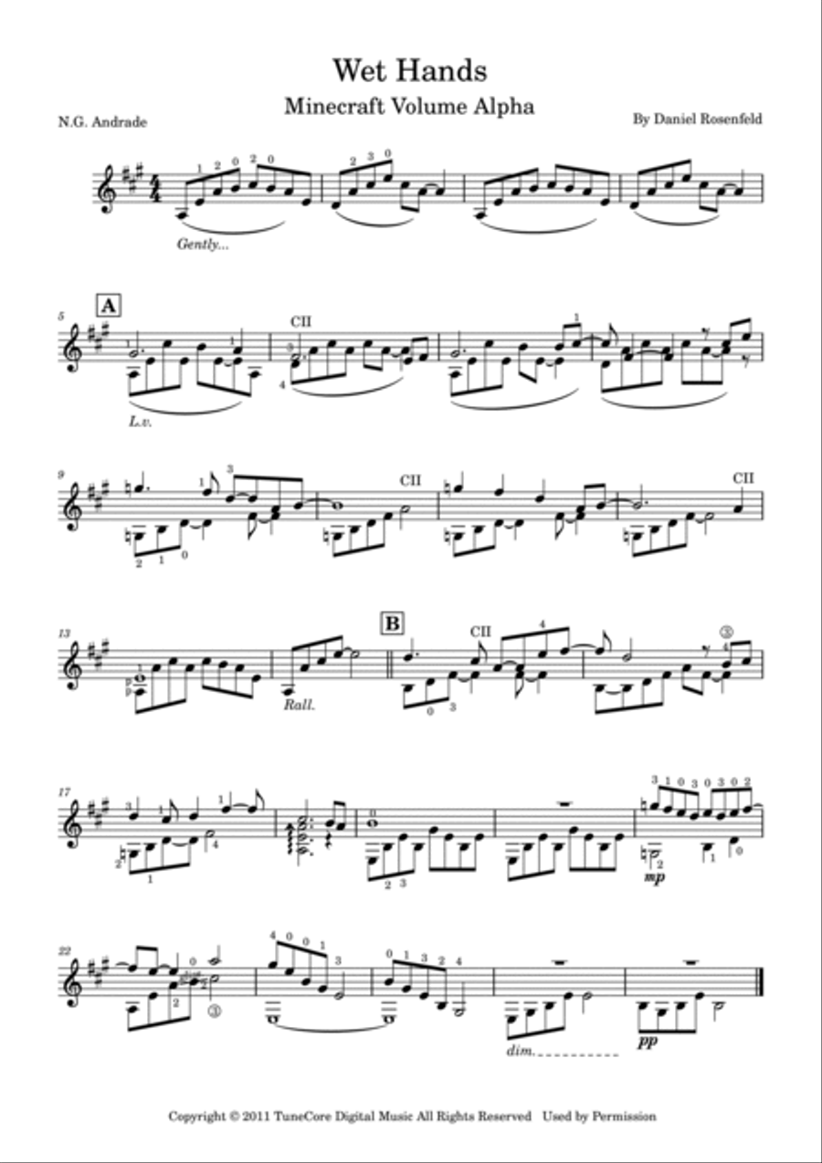 Wet Hands Guitar Solo scores gallery preview page 2