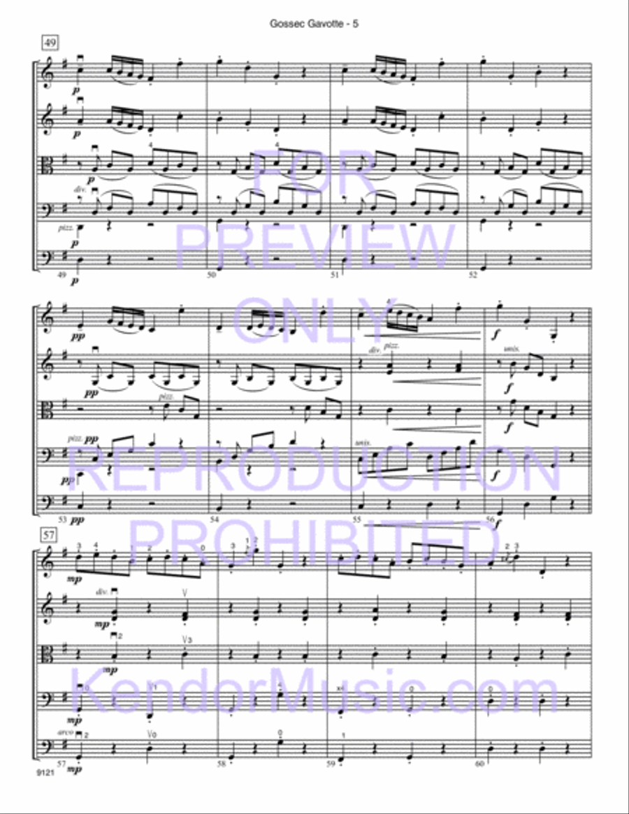 Gossec Gavotte (Score) String Orchestra scores gallery preview page 6
