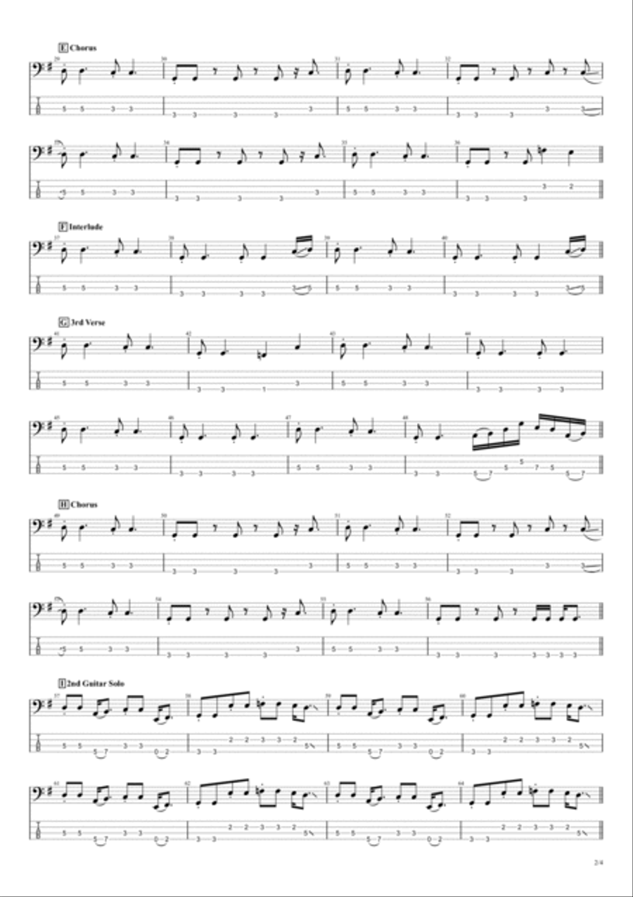 Sweet Home Alabama Bass Guitar scores gallery preview page 2