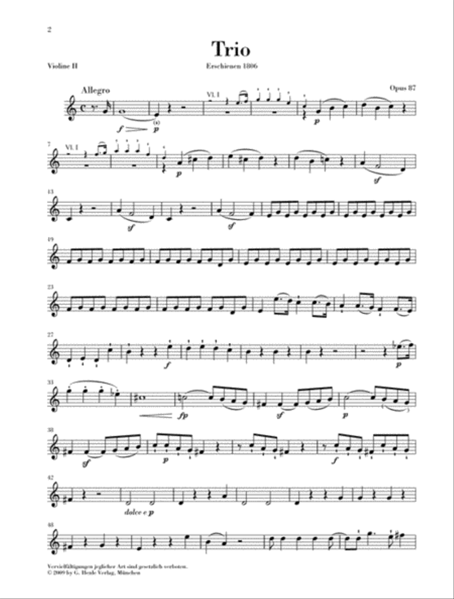 Trio in C Major, Op. 87 Viola scores gallery preview page 3