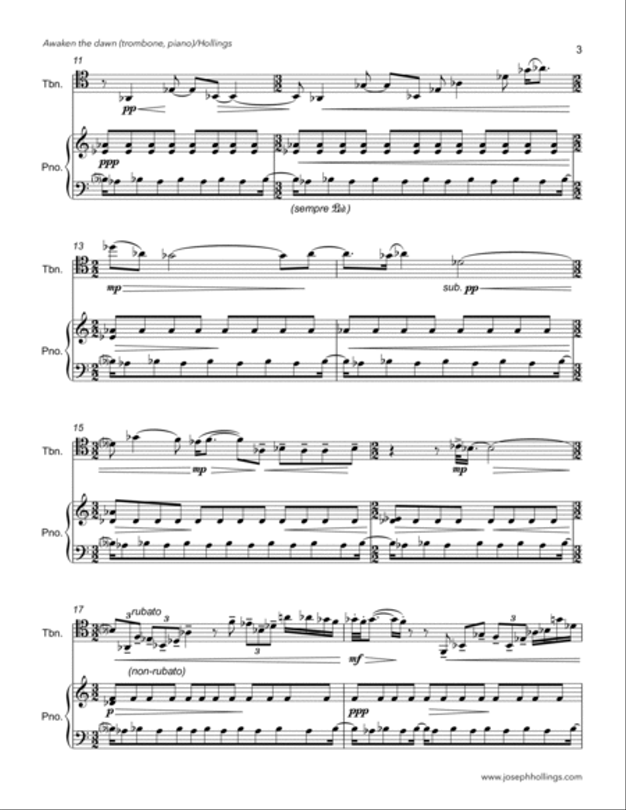 Awaken the dawn (for trombone & piano) Piano scores gallery preview page 3