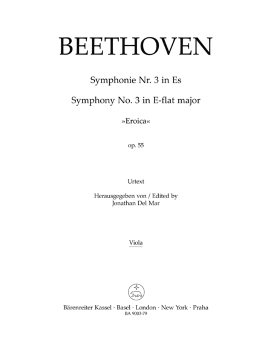 Symphony, No. 3 E flat major, Op. 55 'Eroica' Viola scores gallery preview page 1